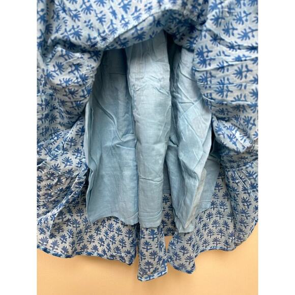 NWT Oliphant Small Blue Boho Quiet Luxury Flowy Vacation Cotton Unique Dress - Picture 8 of 14
